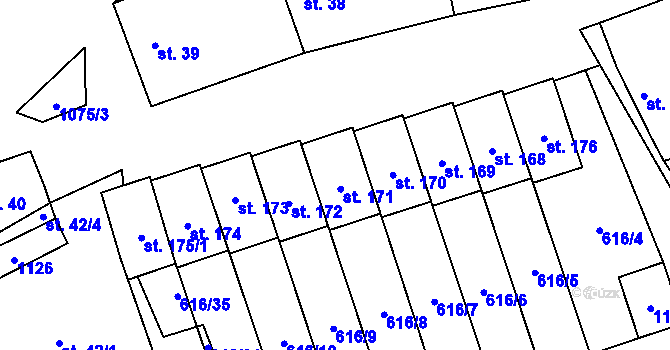 Parcela st. 171 v KÚ Žabovřesky nad Ohří, Katastrální mapa