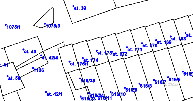 Parcela st. 173 v KÚ Žabovřesky nad Ohří, Katastrální mapa