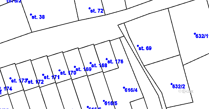 Parcela st. 176 v KÚ Žabovřesky nad Ohří, Katastrální mapa