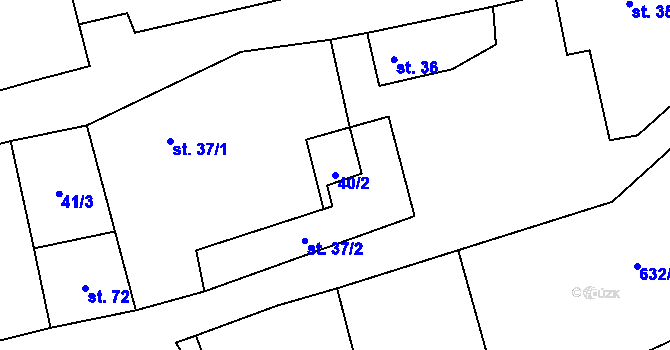 Parcela st. 40/2 v KÚ Žabovřesky nad Ohří, Katastrální mapa