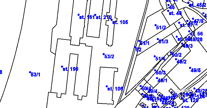 Parcela st. 53/2 v KÚ Žabovřesky nad Ohří, Katastrální mapa