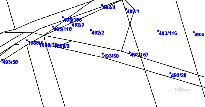 Parcela st. 493/30 v KÚ Žabovřesky nad Ohří, Katastrální mapa