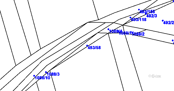 Parcela st. 493/58 v KÚ Žabovřesky nad Ohří, Katastrální mapa