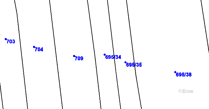 Parcela st. 695/34 v KÚ Žabovřesky nad Ohří, Katastrální mapa