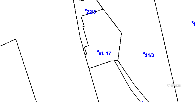 Parcela st. 17 v KÚ Bobr, Katastrální mapa