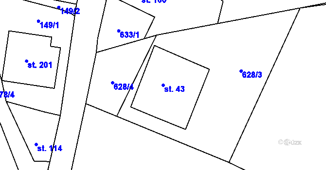 Parcela st. 43 v KÚ Bobr, Katastrální mapa