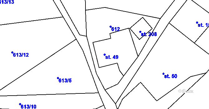 Parcela st. 49 v KÚ Bobr, Katastrální mapa