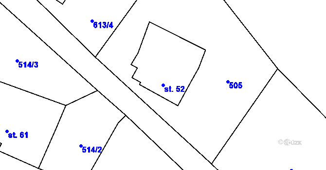 Parcela st. 52 v KÚ Bobr, Katastrální mapa