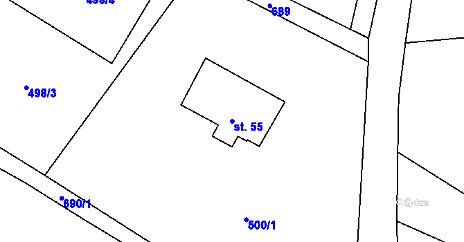 Parcela st. 55 v KÚ Bobr, Katastrální mapa