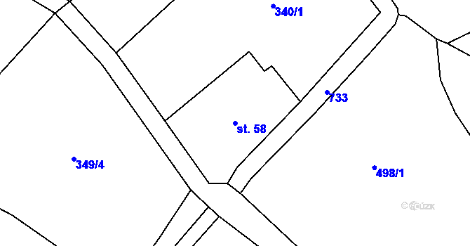 Parcela st. 58 v KÚ Bobr, Katastrální mapa