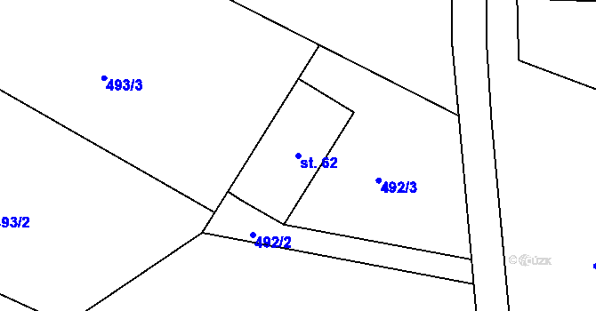 Parcela st. 62 v KÚ Bobr, Katastrální mapa