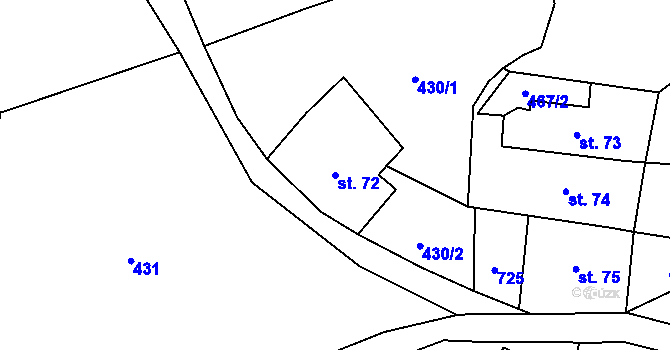 Parcela st. 72 v KÚ Bobr, Katastrální mapa