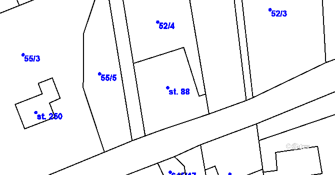 Parcela st. 88 v KÚ Bobr, Katastrální mapa