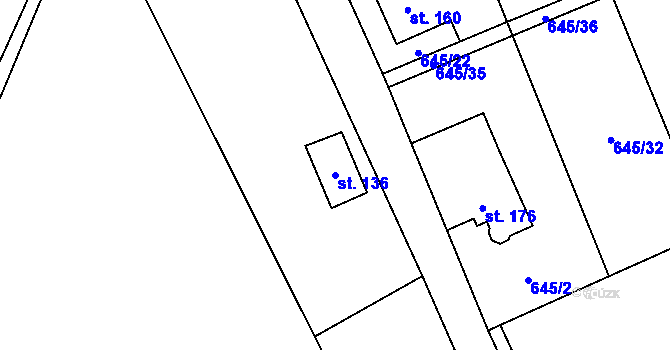 Parcela st. 136 v KÚ Bobr, Katastrální mapa
