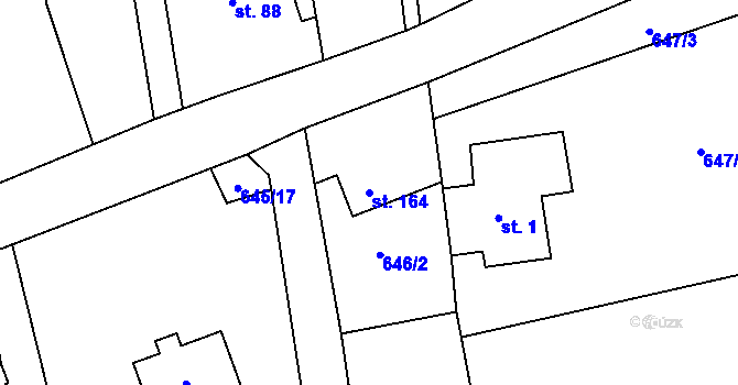Parcela st. 164 v KÚ Bobr, Katastrální mapa