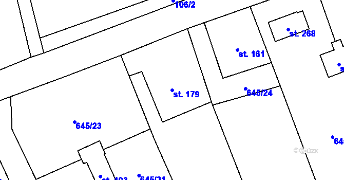 Parcela st. 179 v KÚ Bobr, Katastrální mapa