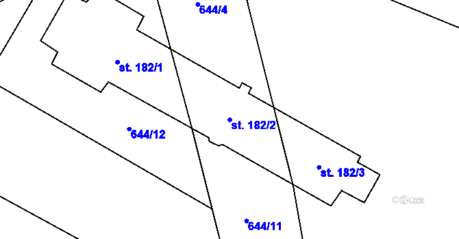 Parcela st. 182/2 v KÚ Bobr, Katastrální mapa