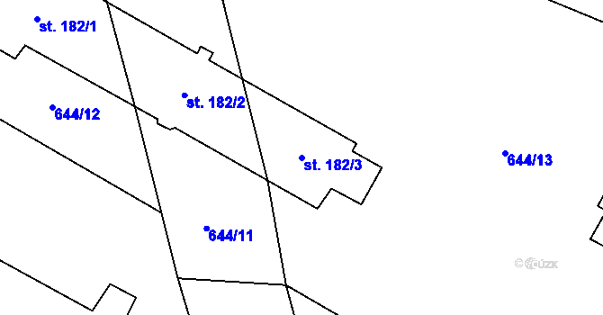 Parcela st. 182/3 v KÚ Bobr, Katastrální mapa