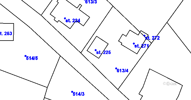 Parcela st. 225 v KÚ Bobr, Katastrální mapa