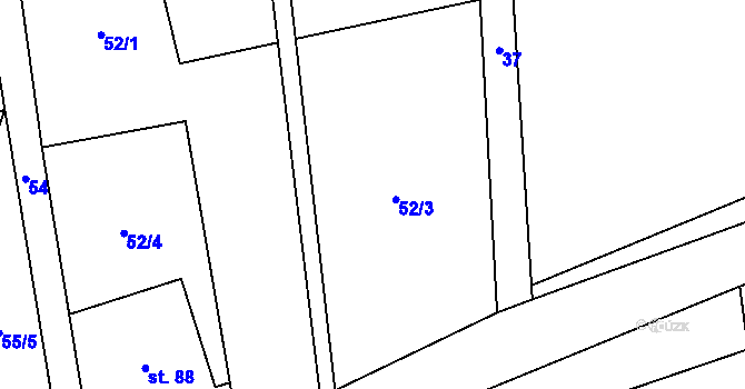 Parcela st. 52/3 v KÚ Bobr, Katastrální mapa