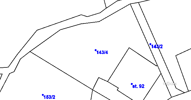 Parcela st. 143/4 v KÚ Bobr, Katastrální mapa