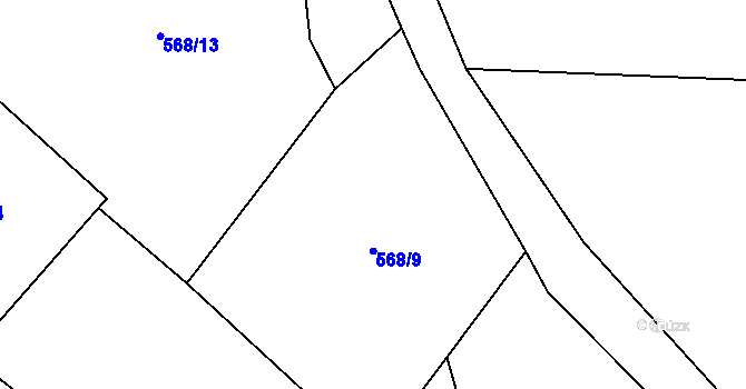 Parcela st. 568/10 v KÚ Bobr, Katastrální mapa