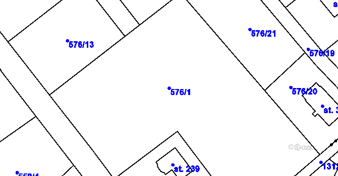 Parcela st. 576/1 v KÚ Bobr, Katastrální mapa