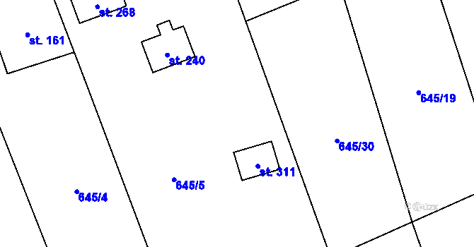 Parcela st. 645/6 v KÚ Bobr, Katastrální mapa