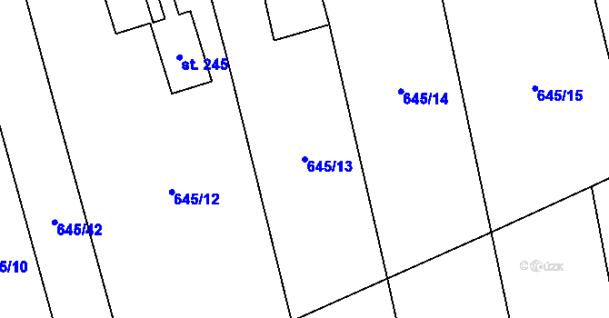 Parcela st. 645/13 v KÚ Bobr, Katastrální mapa