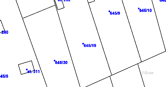 Parcela st. 645/19 v KÚ Bobr, Katastrální mapa
