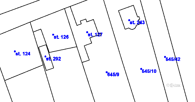 Parcela st. 645/20 v KÚ Bobr, Katastrální mapa