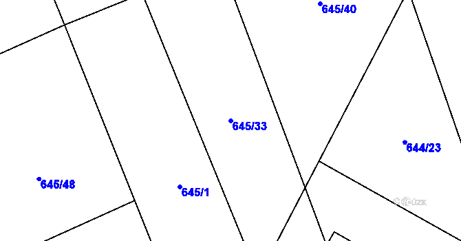 Parcela st. 645/33 v KÚ Bobr, Katastrální mapa