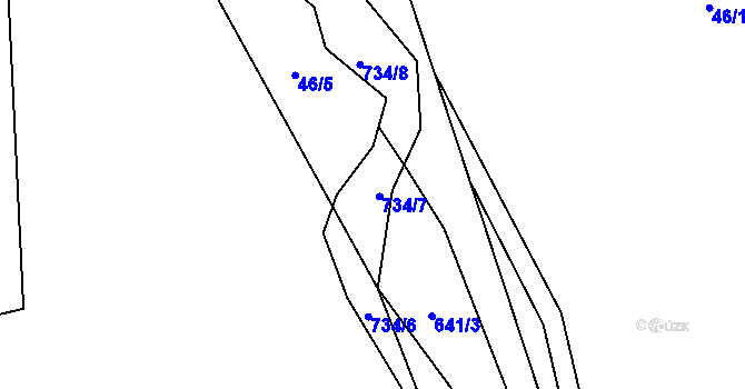 Parcela st. 734/7 v KÚ Bobr, Katastrální mapa