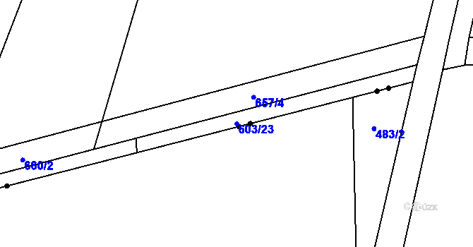 Parcela st. 603/23 v KÚ Bobr, Katastrální mapa