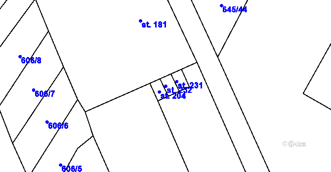 Parcela st. 232 v KÚ Bobr, Katastrální mapa