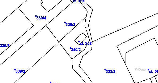 Parcela st. 258 v KÚ Bobr, Katastrální mapa