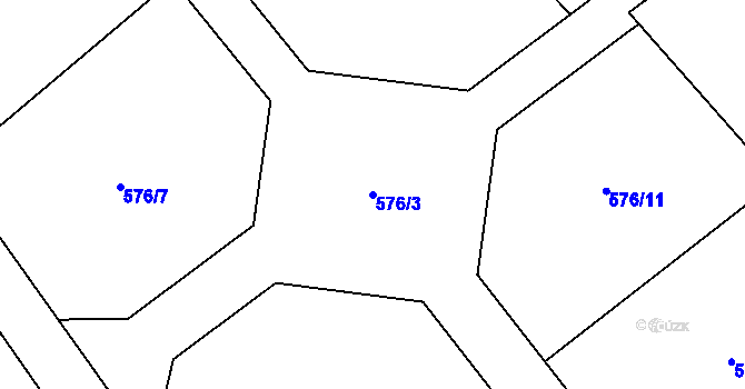 Parcela st. 576/3 v KÚ Bobr, Katastrální mapa