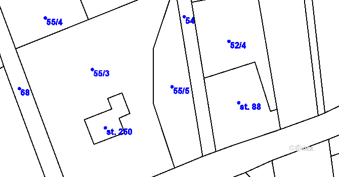 Parcela st. 55/5 v KÚ Bobr, Katastrální mapa