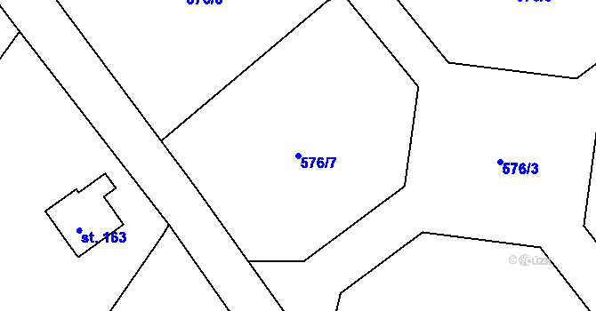 Parcela st. 576/7 v KÚ Bobr, Katastrální mapa