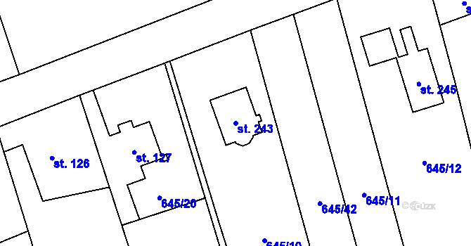 Parcela st. 243 v KÚ Bobr, Katastrální mapa