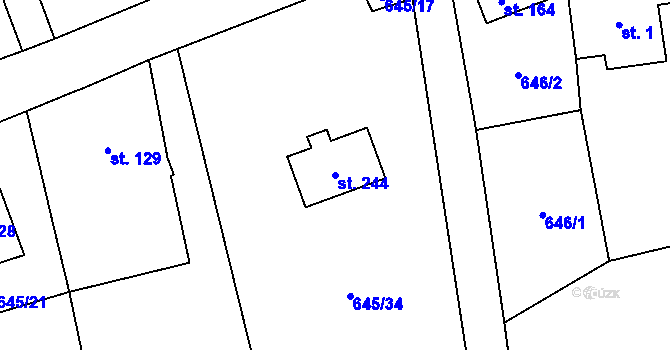 Parcela st. 244 v KÚ Bobr, Katastrální mapa