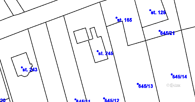 Parcela st. 245 v KÚ Bobr, Katastrální mapa