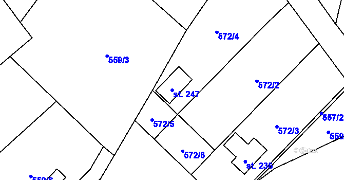 Parcela st. 247 v KÚ Bobr, Katastrální mapa