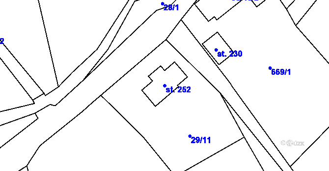 Parcela st. 252 v KÚ Bobr, Katastrální mapa
