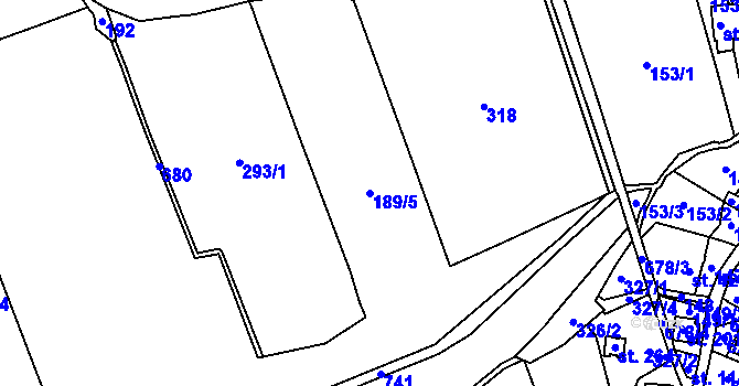 Parcela st. 189/5 v KÚ Bobr, Katastrální mapa