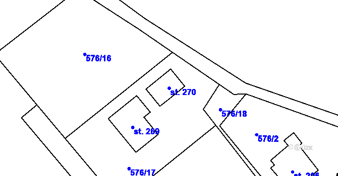 Parcela st. 270 v KÚ Bobr, Katastrální mapa