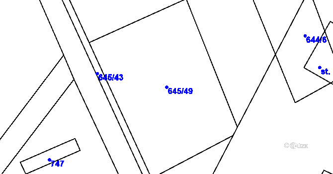 Parcela st. 645/49 v KÚ Bobr, Katastrální mapa