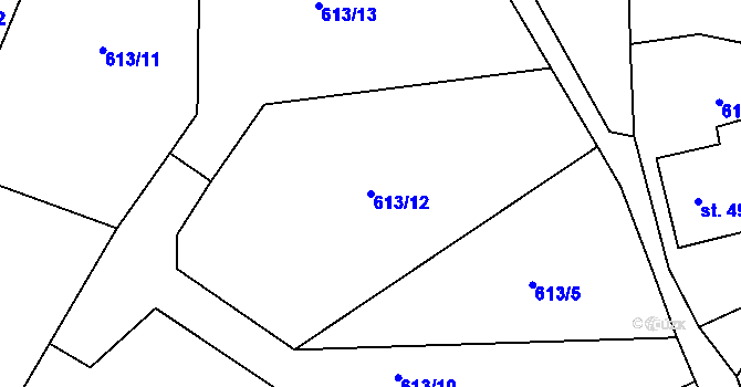 Parcela st. 613/12 v KÚ Bobr, Katastrální mapa