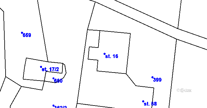Parcela st. 16 v KÚ Černá Voda u Žacléře, Katastrální mapa