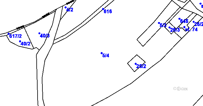Parcela st. 5/4 v KÚ Černá Voda u Žacléře, Katastrální mapa